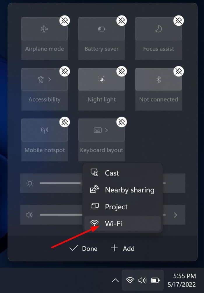 wifi icon missing from Windows 11 quick settings flyout pic4