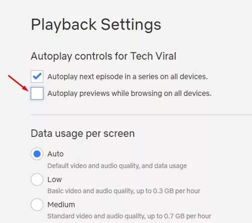 uncheck the option 'Autoplay previews while browsing on all devices'