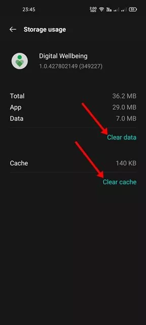 Clear data & Clear Cache
