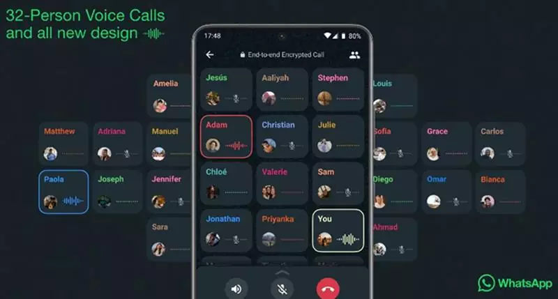 32-Person Voice Call on WhatsApp