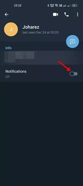 turn off the toggle behind the Notifications