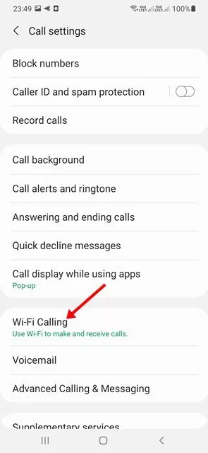 enable the WiFi calling