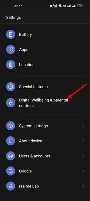 Digital Wellbeing and parental controls
