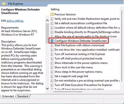Configure Windows Defender SmartScreen