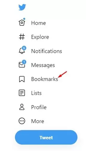 click on the Bookmarks option