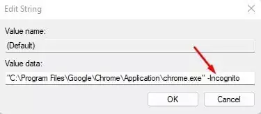 "C:Program FilesGoogleChromeApplicationchrome.exe" -Incognito