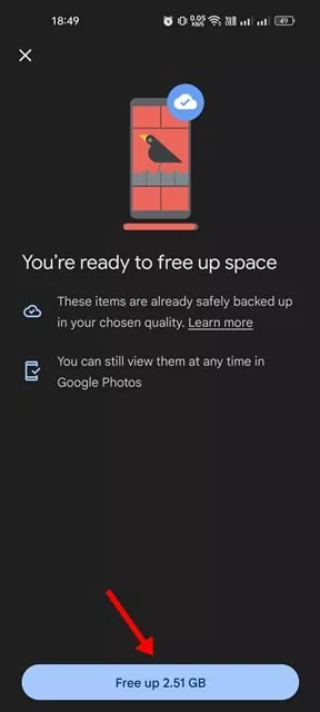 how much storage you can free up