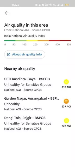 nearby air quality monitoring stations