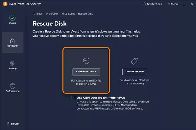 Avast Rescue Disk
