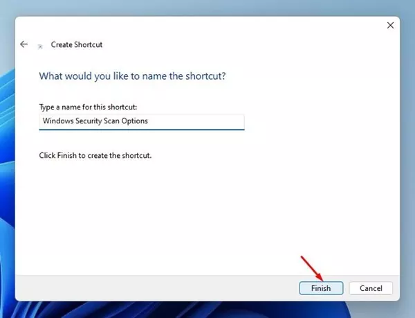 name the shortcut file