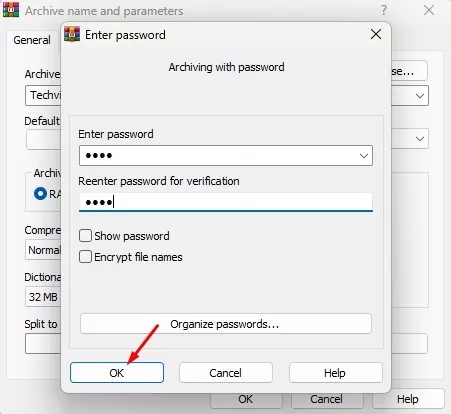 enter and reenter your password