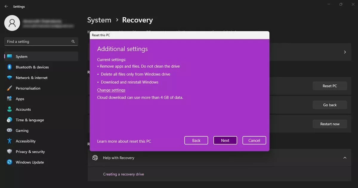 Reset Windows 11 PC Using Settings