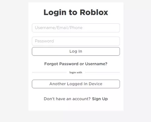log in to your Roblox Account