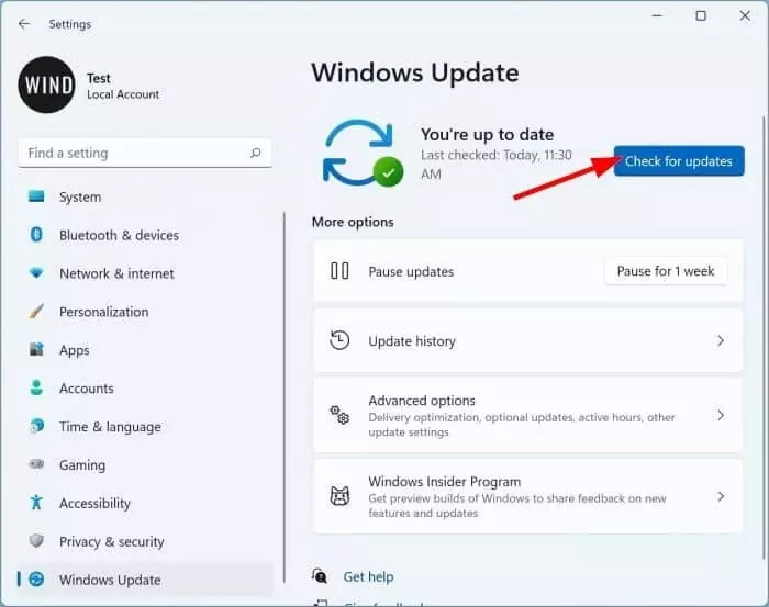 check for Windows Update in Windows 11 pic1