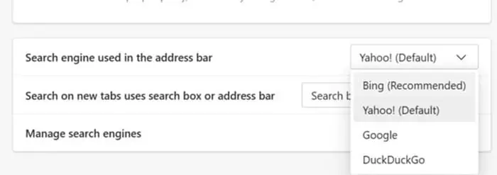 set Bing default search engine in Microsoft Edge pic2