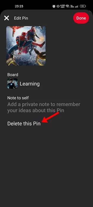 Delete this Pin