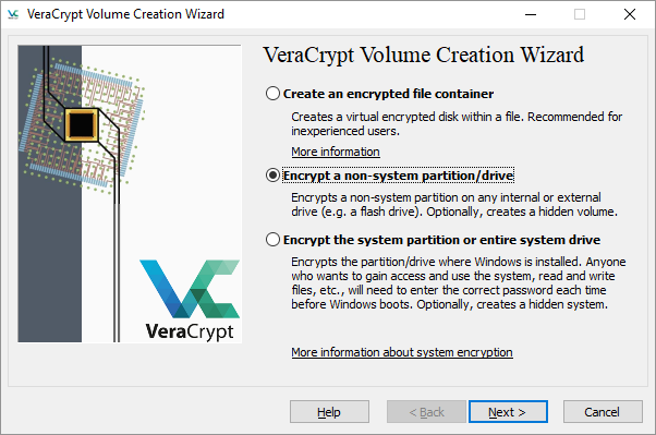 Veracrypt volume creation wizard