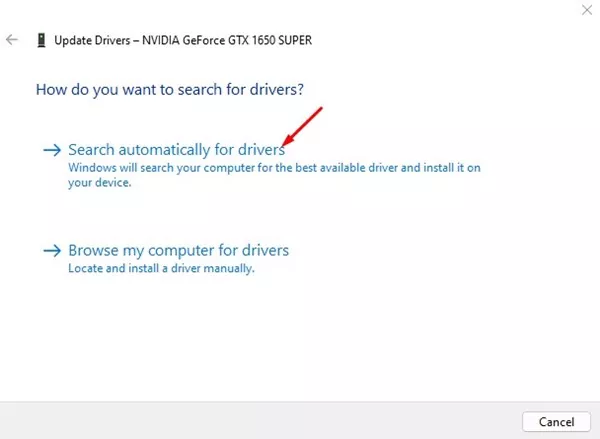 Search driver automatically