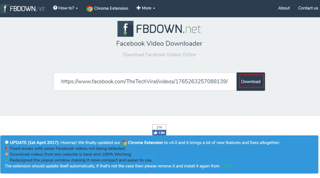 Using Fbdown.net