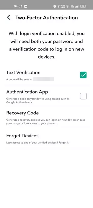 Enable Two-Factor Authentication on Snapchat
