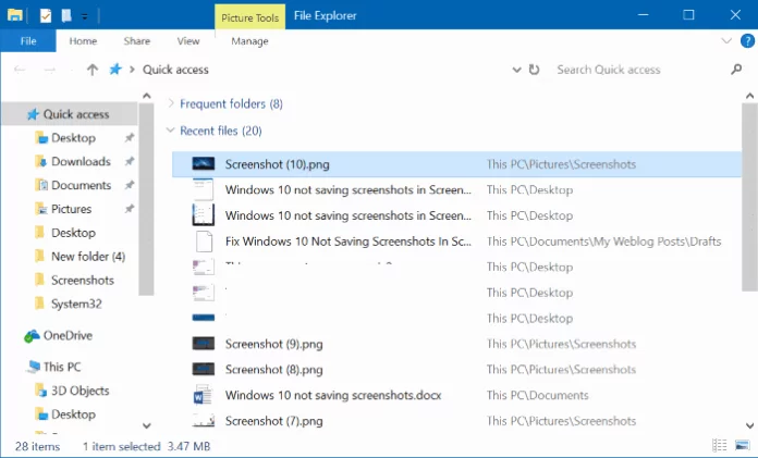 Fix: Windows 10 Not Saving Screenshots To Screenshots Folder