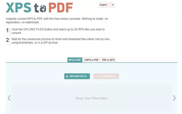 Convert XPS files to PDF format