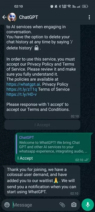 use the AI Chatbot
