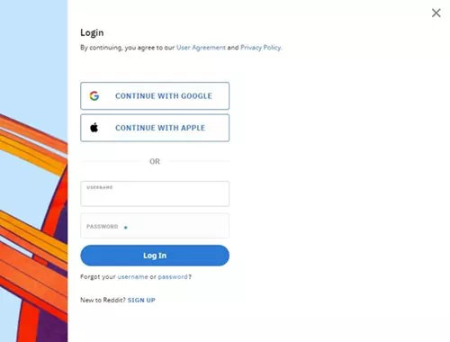 log in with your Reddit account