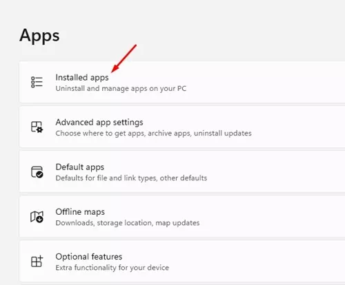 Installed apps