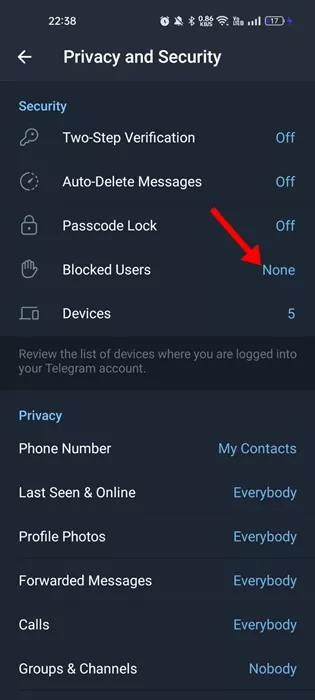 Blocked users
