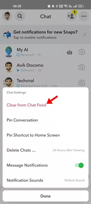 Clear from Chat Feed