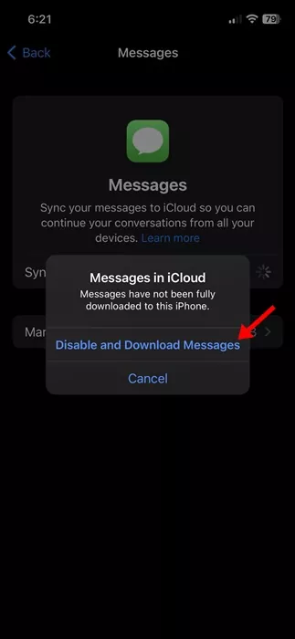 Disable and Download Messages