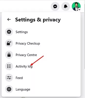 Settings & Privacy > Activity Log