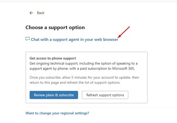 Chat with a support agent in your web browser