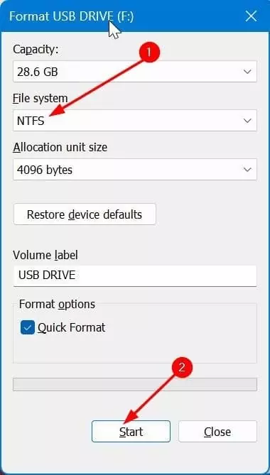Format USB drives in Windows pic2