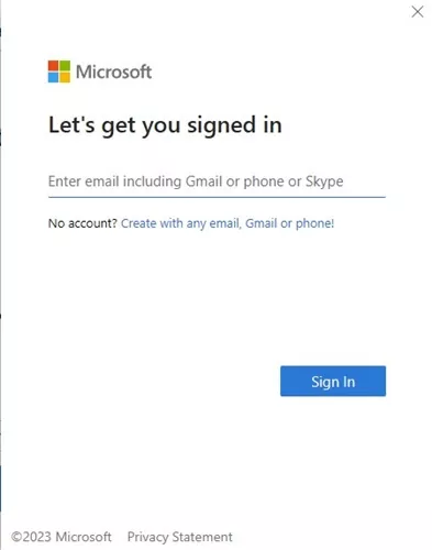 sign in with a different Microsoft Account