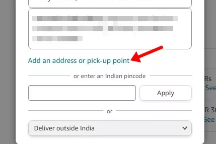 Choose a different delivery address