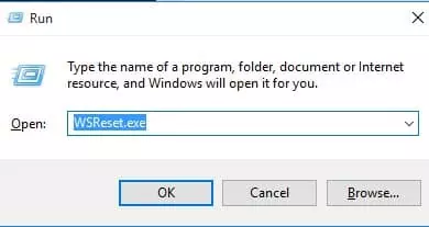 type in ''WSReset.exe'' and hit the 'Enter' button