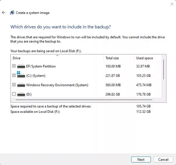 select the drives