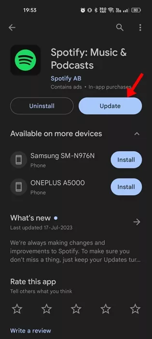 Install the pending Spotify Updates