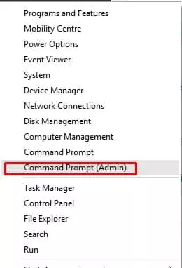 Select 'Command Prompt (Admin)'