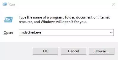 Type in 'mdsched.exe' on RUN dialog box