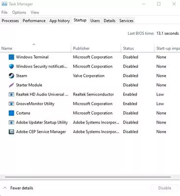 Disable Windows Startup Services