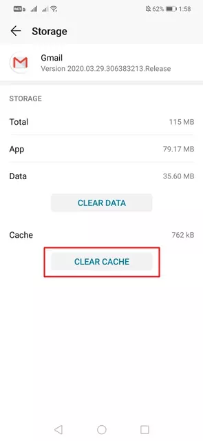 Tap on the 'Clear Cache' option