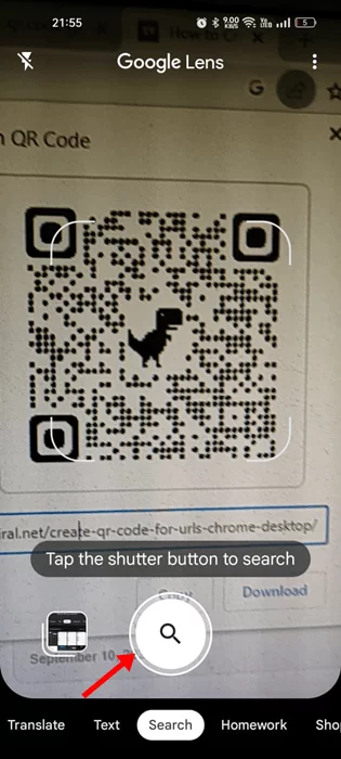 Google Lens will automatically detect the QR Code