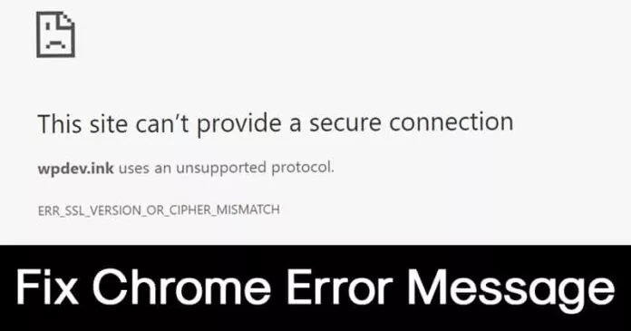 How To Fix ‘ERR SSL VERSION OR CIPHER MISMATCH’ Error