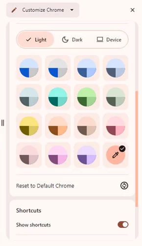 Chrome theme & follow a particular color palette