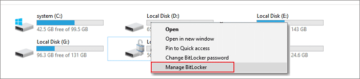 Select the option 'Manage BitLocker'