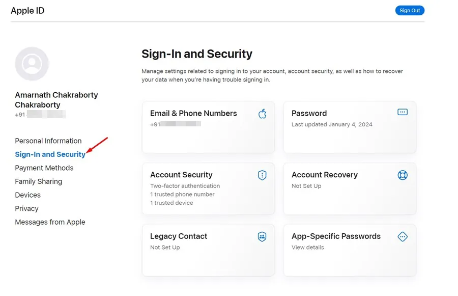 Sign-in and Security
