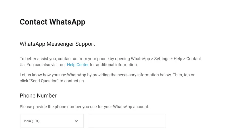 Contact WhatsApp Support